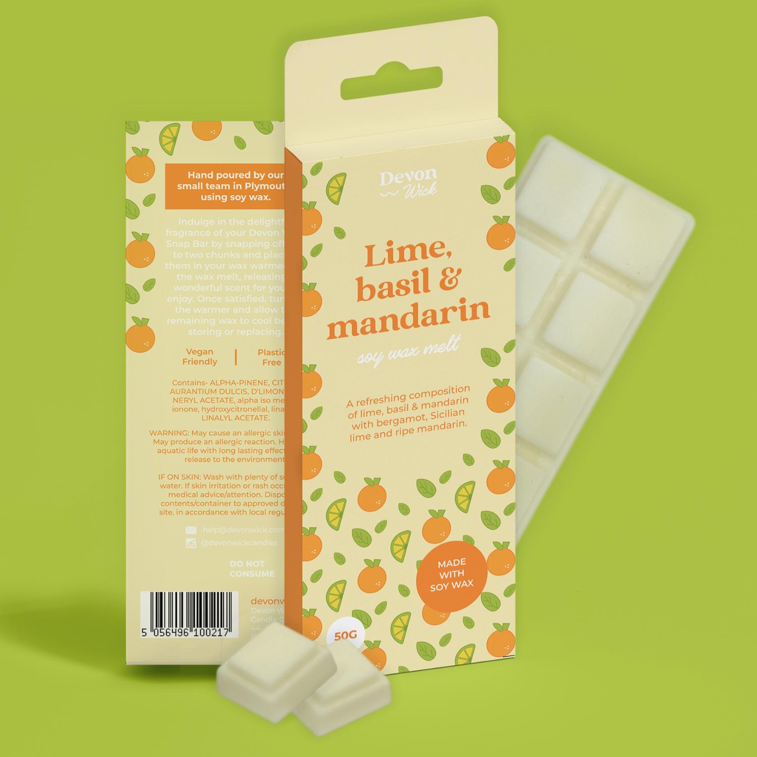 Lime Basil and Mandarin Snap Bar Devon Wick Candle Co. Limited