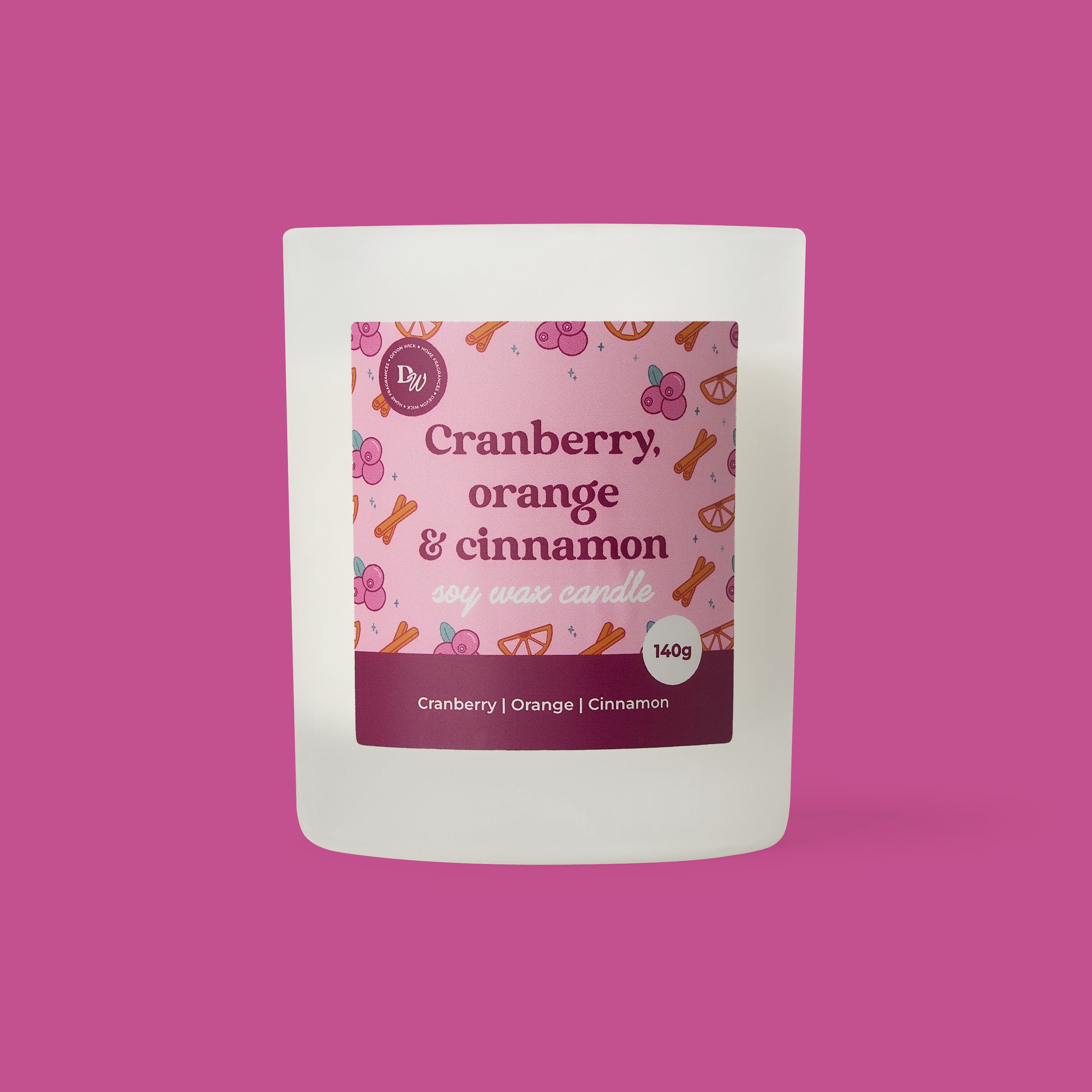 Cranberry, Orange & Cinnamon Soy Wax Candle