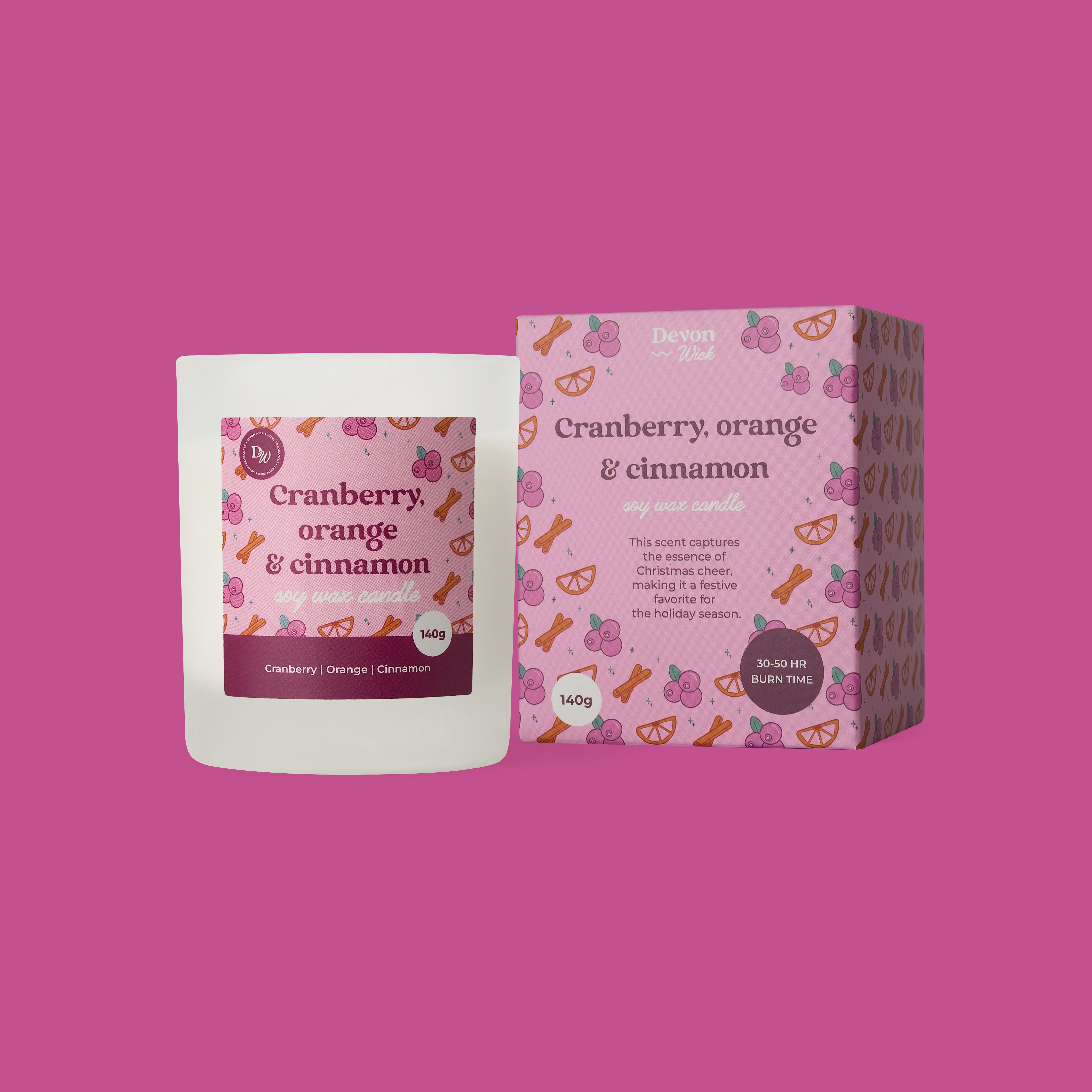 Cranberry, Orange & Cinnamon Soy Wax Candle