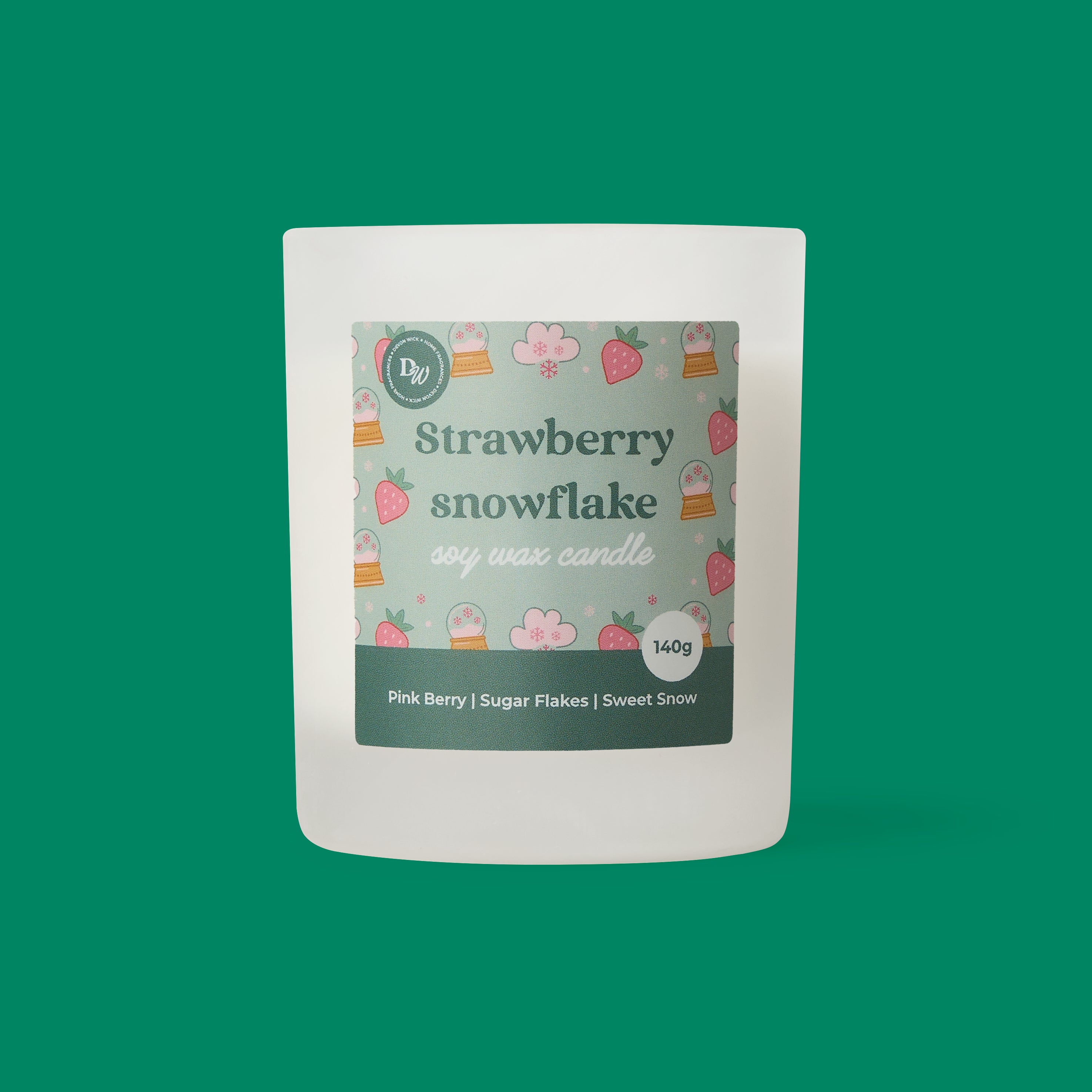 Strawberry Snowflake Soy Wax Candle