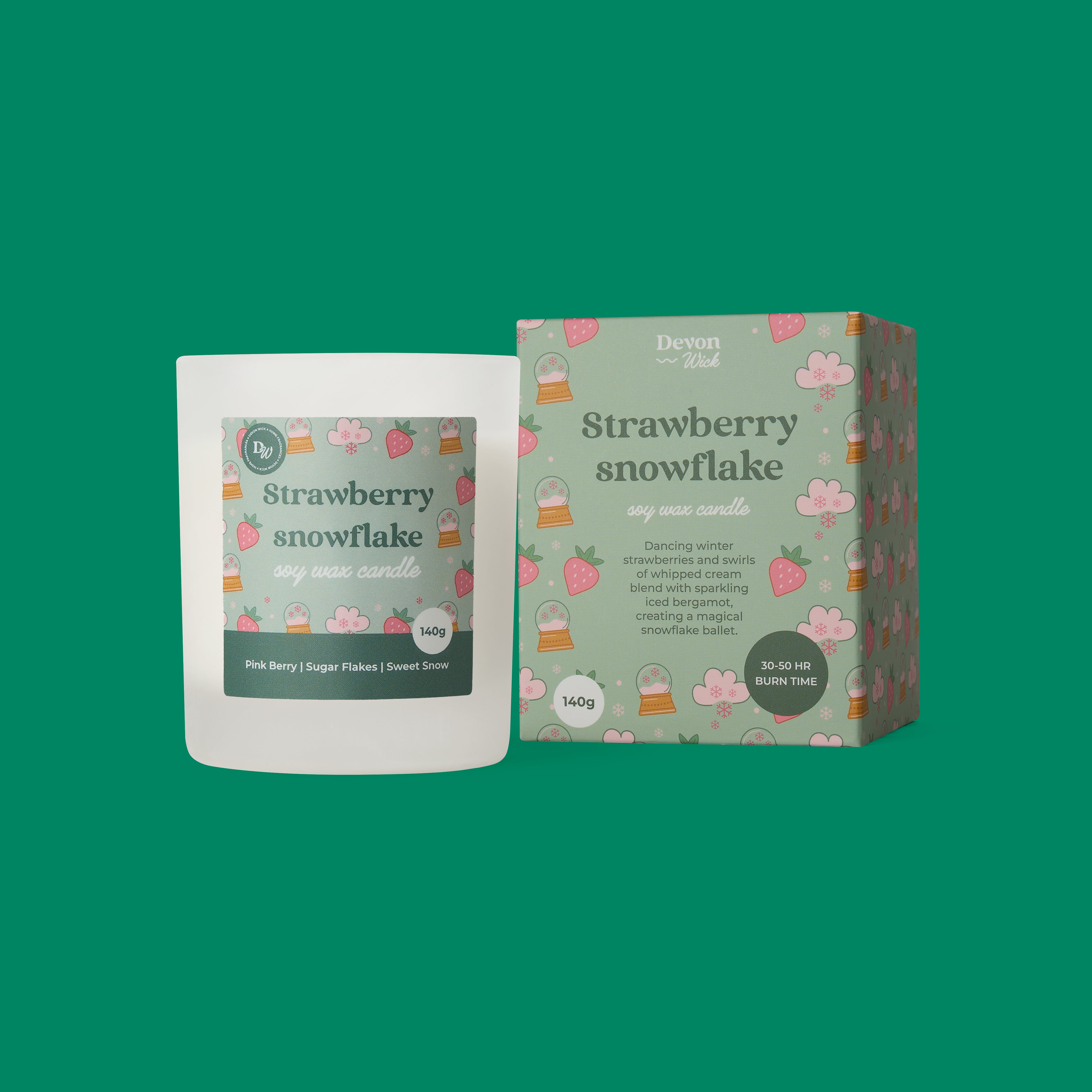 Strawberry Snowflake Soy Wax Candle